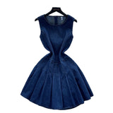 Fongt Small Fashion Sleeker-Less Round-Necked Denim Dress Women's Summer Waists Thin Temperament 100-Folded Vest Dress