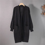 New 2021 Women's Autumn Winter Sweaters Elegant Long Cardigans Warm Oversized Pockets Lady Fashionable Tops