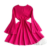 Fongt High-End Knitted Dress Women Autumn And Winter Royal Sister Temperament Dating Short Skirt French Waist Sweater Skirt