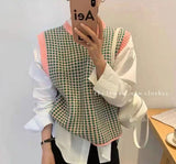 And Autumn 2025 New Chiffon Sleeve Temperament Splicing Knitted Sweater Loose Sexy Lanky Sleeve Top
