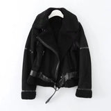 Fongt Women's Clothing 2025 New Large-Clip Women's Style Thick Locomotive Leather Fur Coat