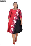 2XL-6XL Plus Size African Print Dresses for Women 2021 A Line Midi Dress African Clothes Dashiki Casual Robe Africaine