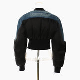 Fongt New Denim Washing Splicing Personality Cotton Coat 1623