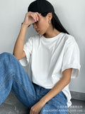 Fongt Spring And Summer New Solid Color Short-Sleeved Women Loose Large-Band Pure Cotton T-Shirt Simple Top