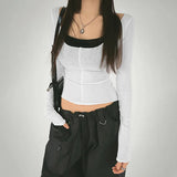 Slimming Shows Thin Spice Girls Fashion Two-Piece Blouse 2023 Pure Style Simple T-Shirt-Outfit