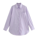 Trendy Women's Shirt Spring New Candy Pocket Long-Sleeved Button Cardigan Lapel Blouse-Outfit
