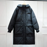 Winter Down Coat Women Long Parkas Luxury Real Raccoon Fur Hooded Female Loose Fashion Duck Down Puffer Jacket