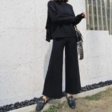 Fongt Knitted Broad Leg Trousers Set Two Sets Of Women's Autumn And Winter 2025 New Cashmere Sweater Broad Leg Pants Trousers Qi Set