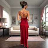 Fongt Summer New Solid Color Collar Folds To Repair Height Open Sexy Long Dress