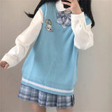 Fashion Oversize Harajuku Knitted Sweater Anime Tank Tops Women Pastel Goth Vest Y2k Kawaii Aesthetic Emo Alt