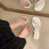 Fongt And Summer 2025 New Toe Women's Coarse And Cool Slippers Water Drill Bows And Skirts Can Wear Beach Drag