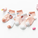 5 Pairs/lot 1 to 12 Yrs Cotton Children's Socks Stereo Animals Summer Thin Kids' Mesh Socks Cute Girls Boys