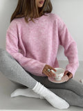 Fongt Short Gray Jacket Sweater For The Autumn And Winter 2025 Loose Long-Haired Alpaca Collar Knitted Shirt