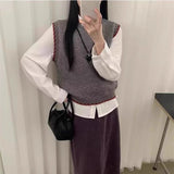 Fongt And Winter Women's New Korean Color Knitted Vest Folded Loose Sleeveless Tops Horse Clip Shoulder 2025