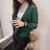 Fongt And South Korea's New Lantern Sleeve Knitted Shirt Women Wearing V-Neck Loose Sunscreen Air-Conditioning Shirt Shawl Coat