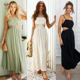 Fongt And Summer 2023 New Temperament With Waist Halter Dress-22071-Outfit
