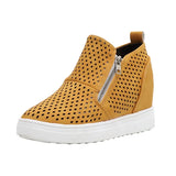 PU Leather Sneakers Spring Autumn Female Vulcanizate Shoes Platform Casual Flat Shoes Lady High-tops Wedge Heel