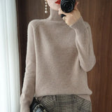 Turtleneck Women's Knitted Sweater Solid Loose Long Sleeve Autumn Sweaters Female Pullover Autumn Winter Warm Lady