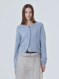 Fongt New Knitwear Women's Long-Sleeved Round-Neck Button Solid Color Sweater Knitted Cardigan Top Women