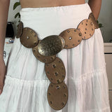 Rivets Oval Spliced Wide Belt 2023 New Summer Style Waist Decoration Trend-Outfit