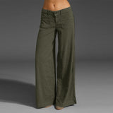2023 ZANZEA Vintage Elegant Wide Leg Pants Women's Summer Trousers Button Front Zip Turnip Causal Turnip Pantalon 7 703-0-Outfit