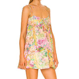 Fongt Women's Temperament Print Lace-Up Short Flounce Winter Dress