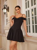 Black Elegant Party Dresses for Women 2023 Mini Off The Shoulder Birthday Dress Sexy One-piece Strap Women's Clothing-Outfit