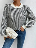 Fongt And Autumn Threaded Round-Neck Sweater Women's Jasmine Vertical Casual Knitting Top