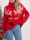 Fongt Women's Clothing For Autumn And Winter 2025 Loose Christmas Elk Tweed Casual Long-Sleeved Sweater