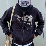 Fongt Popular Zipper Jacket New Retro Hoodie Men's And Women's Coat Tops