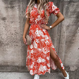 Sexy V Neck Side Slit Elegant Long