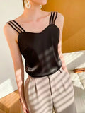 Off Shoulder Tops for Women Tank Top Women Spaghetti Thin Shoulder Strap Fashion Sexy White SATIN Vest Elegant Loose