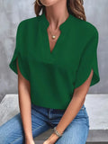 Fongt Women's Summer Casual Pure Color V-Neck Loose Shirt Top Woman