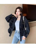 Fongt Spring Autumn Explosion Of Denim Nails Hanb, The Collection Of V-Neck Loose Denim Jacket Bf Fashion Women's Top