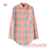 New Arrival Women Vintage Plaid Oversized Blouse Lantern Sleeve Turn Down Collar Autumn Shirts Button Up Casual Tops