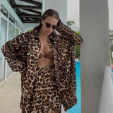 Fongt Sleeve Leopard Print Loose And Fashionable Two-Piece Set-Outfit