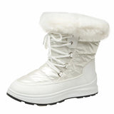 Women's Faux Fur Ankle Boots Chunky Platform Waterproof Snow Boots Women Silver Thick Plush Warm Winter Boots Shoes Woman 43-Outfit