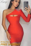 New Style Women's Rhinestone Tassel Mini Sexy Irregular Single-sleeved Bandage Dress Celebrity Runway Party