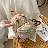Summer Tiny Daisy Weave Backpacks Fashion Cherry PU Backpack Small Straw Beach Daypack Girls Rattan Holiday Travel