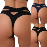 Women Sexy Hollow Out High Waist Bandage Swim Shorts Solid Brazilian Bikini Bottom Swimwear Briefs Beachwear Bathing Suit-Outfit