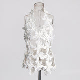 Blouse Women 2025 Spring New Sexy Hot Girls Three-Dimensional Flowers Spliced High-Sensing Sling Vest