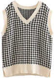 Fongt And Winter New Women's Thousand Bird Case Knitting Vest V Neck Sleeveless