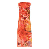 Fongt New Printing Net Folding Body Thoracic Dress 5039373