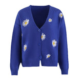 Fongt Ladies Sweater Single Breasted Qiuju Embroidered Coat Sweater Women's