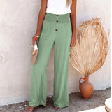 Fongt New Women's High-Waisted Long-Term Cotton-Sight Broad-Legged Trousers Loose And Relaxed Casual Broad-Legged Women