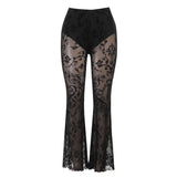 New Ins Bohemian Perspective Bell-Bottoms Women's 2024 Black Casual Long-Legged Trousers-Outfit