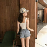 And Summer Korean Version Of Chic Hong Kong Flavor Short Knitted Sleeveless Sleeve-Free Cloth Coat Vest Women Wearing Tide