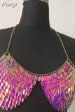 2023 Summer Women Chain Sequins Sexy Y2K Clothes Sleeveless Backless Halter Crop Top Aesthetic Vintage Drop