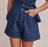 Fongt 2025 New Fashion Sleeveless High Waist High Waisted Loose Nipple Shorts Set