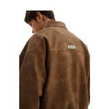 Fongt Collar Leather Jacket Men Spring And Autumn Free To Do Old Couple Work Clothes Pu Leather Jacket